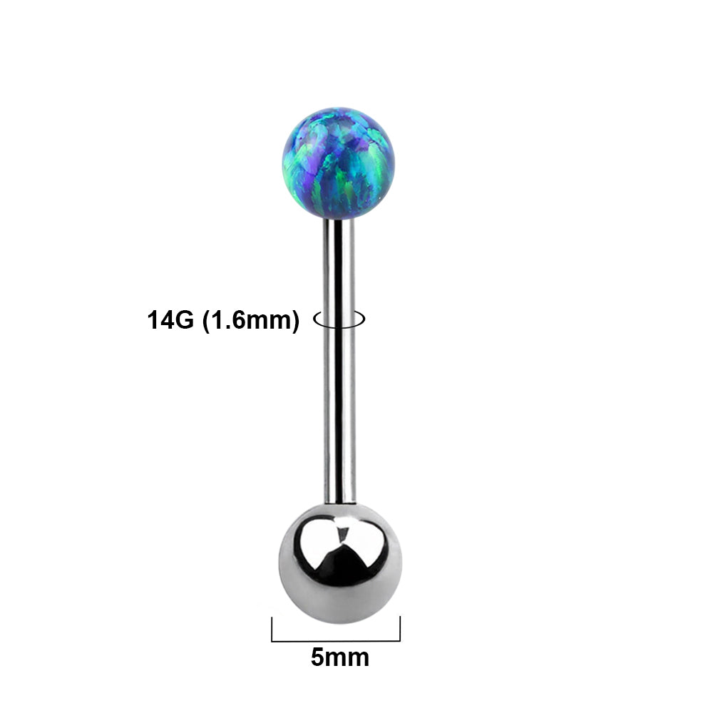 Titanium 14 Gauge Straight Barbell with Synthetic Opal Ball - photo 2
