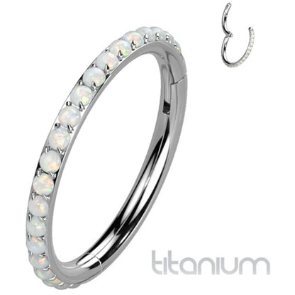 Titanium 16 Gauge Hinged Segment Rings with Forward Facing Opal - photo 4