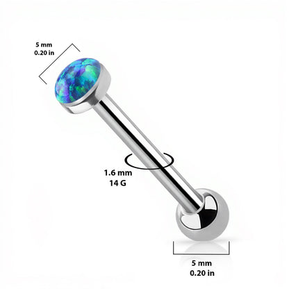 Titanium 14 Gauge Straight Barbell with Synthetic Opal Top - photo 2