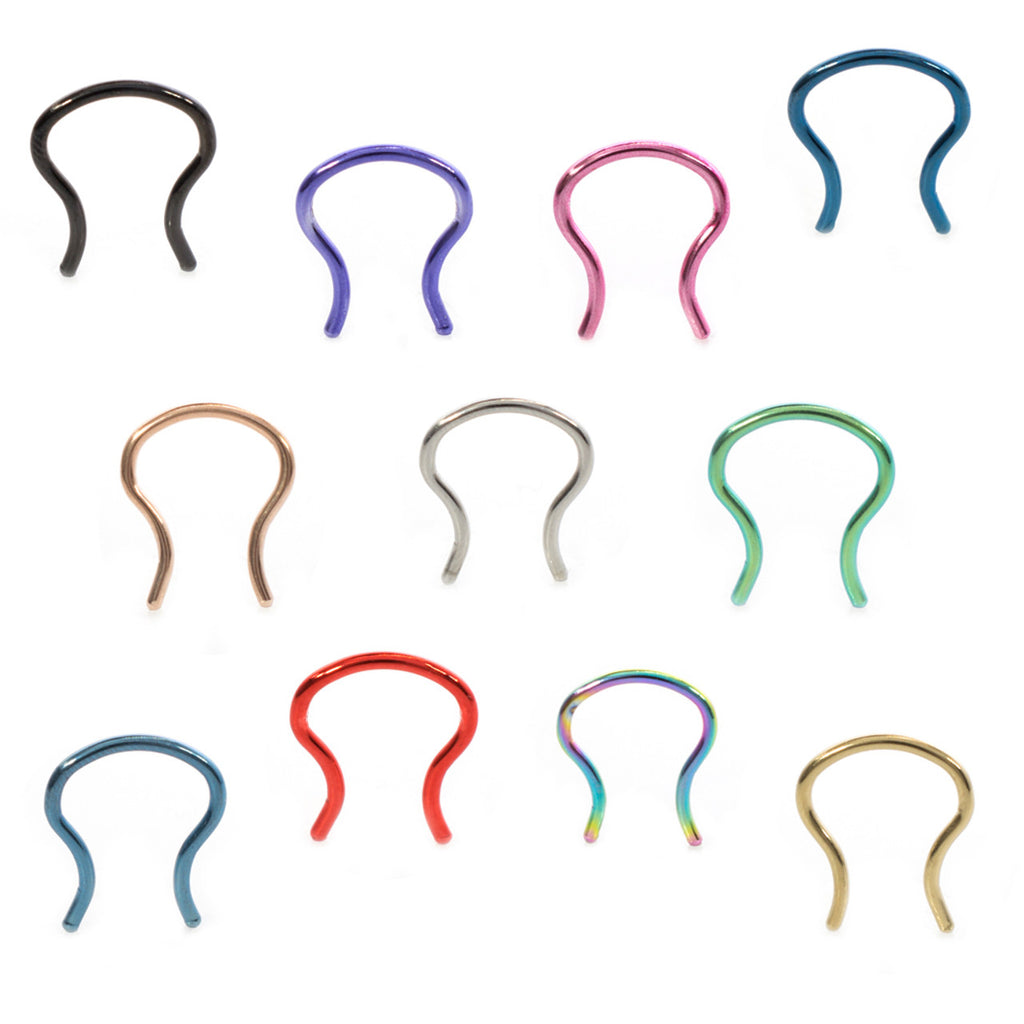 Surgical Steel Anodized Titanium Septum Ring Retainer 16 Gauge U Shape - Kruelty