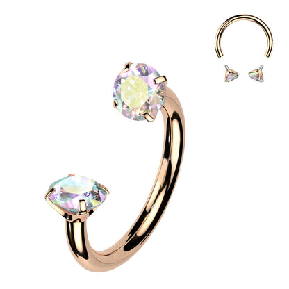 Titanium Horseshoe Barbell 16 Gauge 8mm with Prong CZ - 4 Colors - photo 9