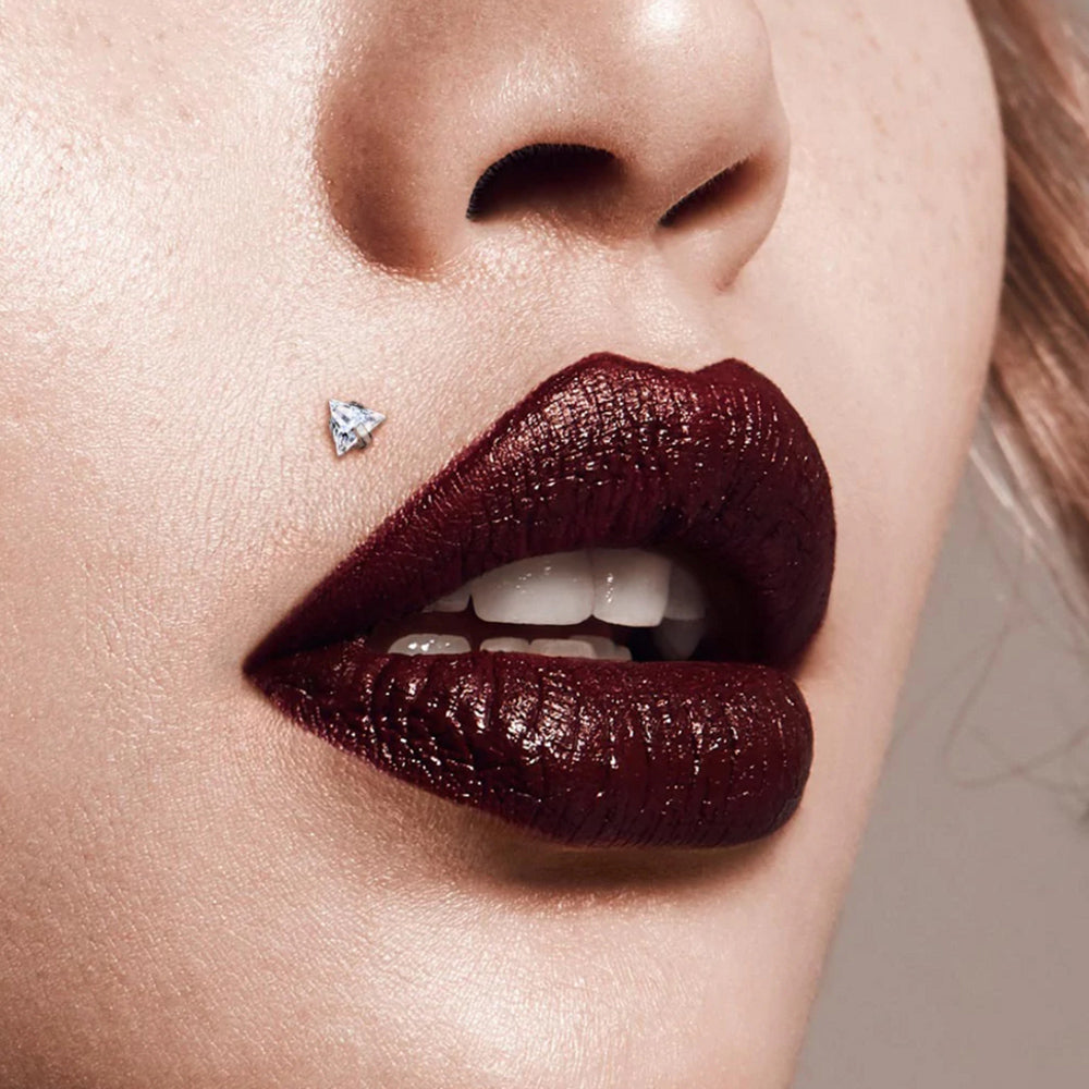 Titanium 16 Gauge Labret Stud CZ Flat Back with Prong Triangle - photo 2