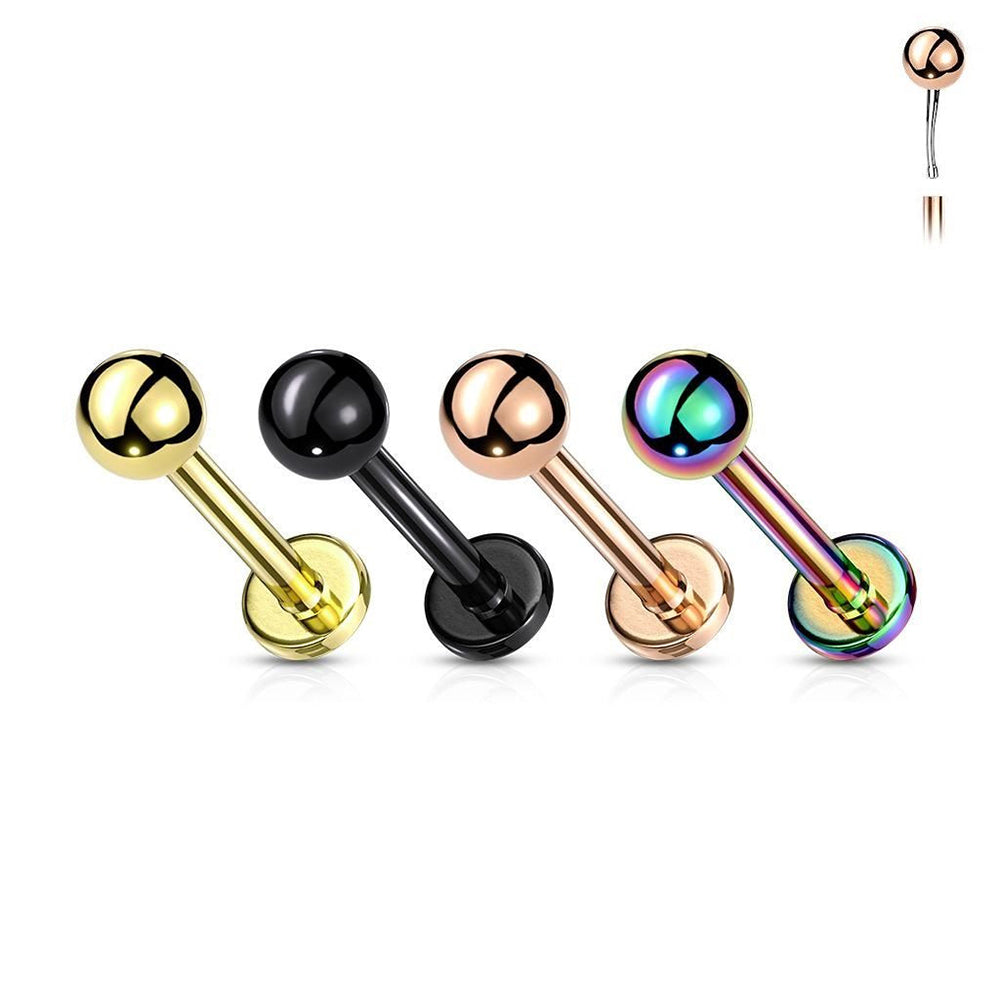 Titanium 16 to 20 Gauge Flat Back Labret Stud with Balls
