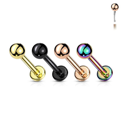 Titanium 16 to 20 Gauge Flat Back Labret Stud with Balls