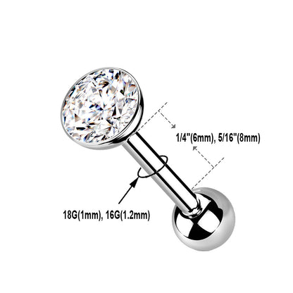 Titanium 16 to 18 Gauge Push-In Threadless Barbell with CZ - photo 3
