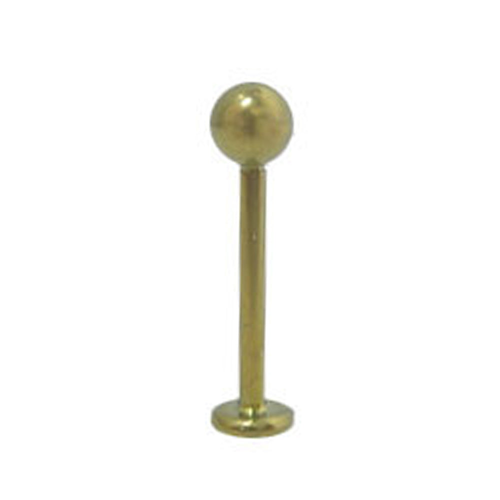 Titanium 16 & 18 Gauge Flat Back Labret Stud with PVD Gold Balls