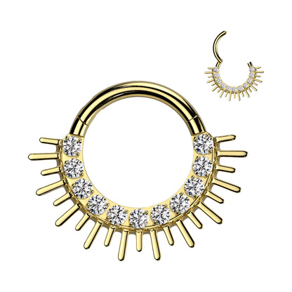 Titanium Hinged Septum Ring 16G 8mm & 10mm with CZ Spike - photo 7