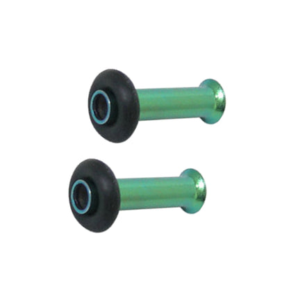 Titanium 8 Gauge Single Flare Ear Tunnels in Green - Pair