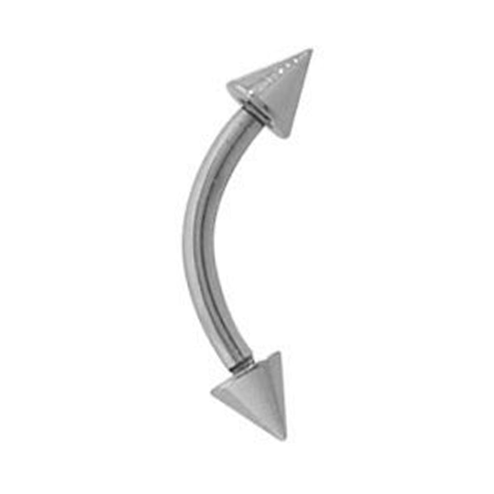 Titanium 16 Gauge Curved Eyebrow Barbell with Spike