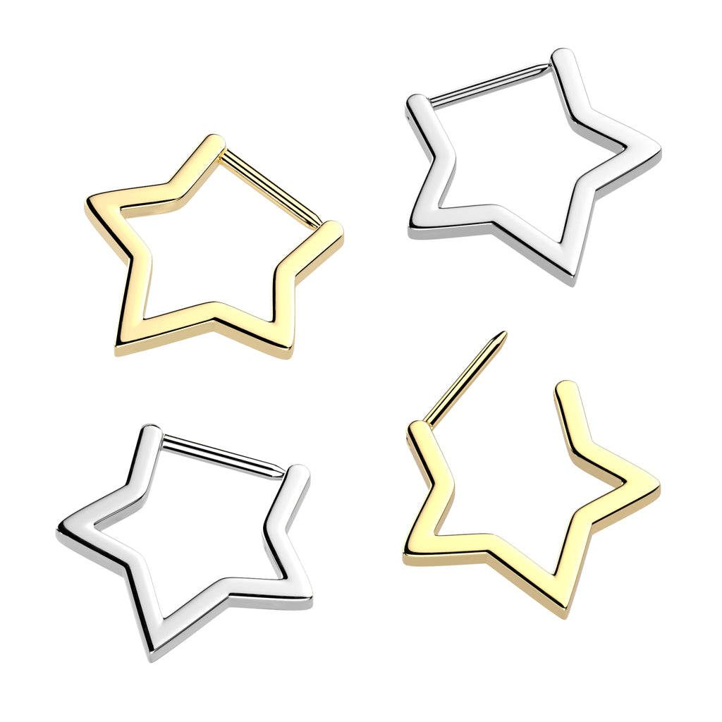 Titanium Star Hinged Septum Ring 16G & 18G 8mm - photo 3