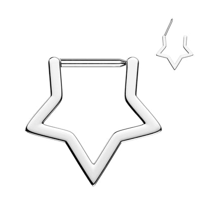 Titanium Star Hinged Septum Ring 16G & 18G 8mm - photo 4