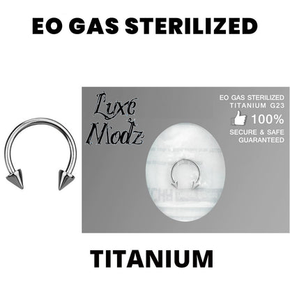 Titanium 16 Gauge Sterilized Spike Horseshoe Circular Barbell