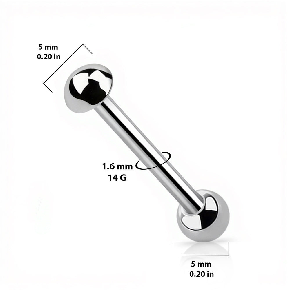 Titanium 14 Gauge Straight Barbell with Half Ball - photo 2