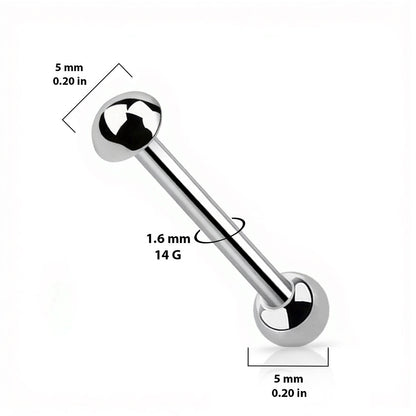 Titanium 14 Gauge Straight Barbell with Half Ball - photo 2