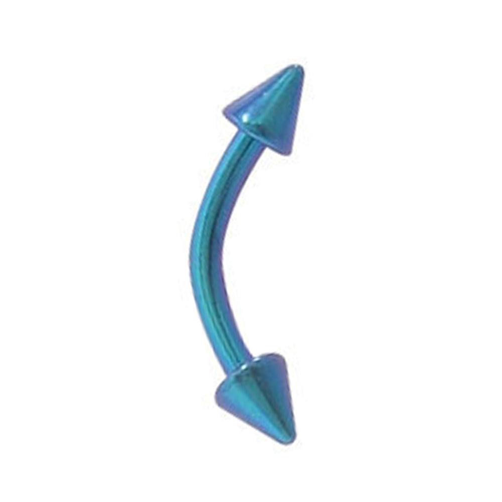Titanium 16 Gauge Curved Eyebrow Barbell Spike with Turquoise
