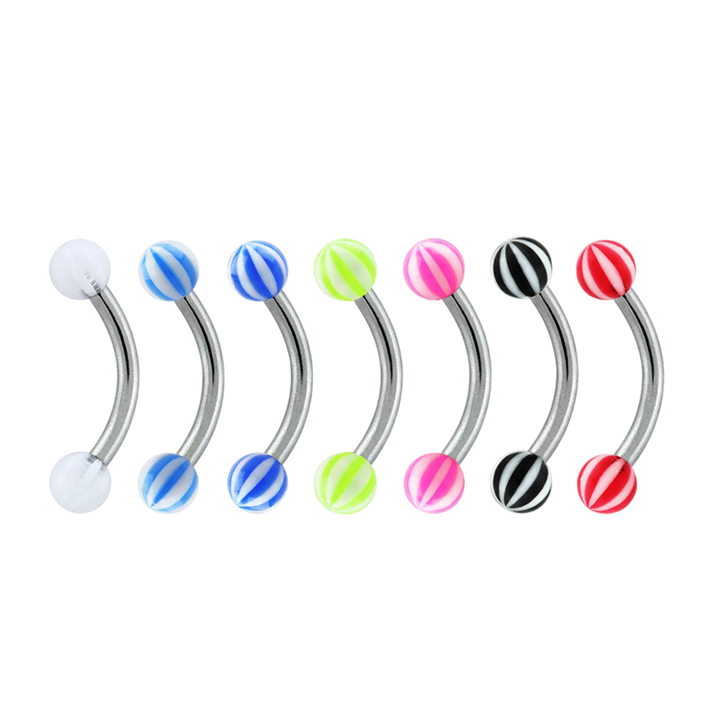 Titanium 16 Gauge UV Glow Beach Ball Curved Barbell