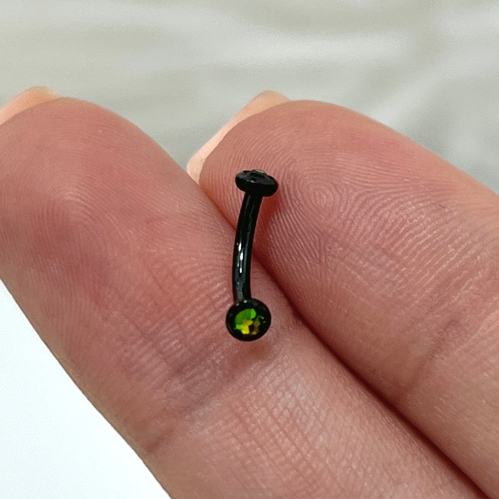 Titanium Curved Eyebrow Barbell 16G 8mm with CZ - photo 6