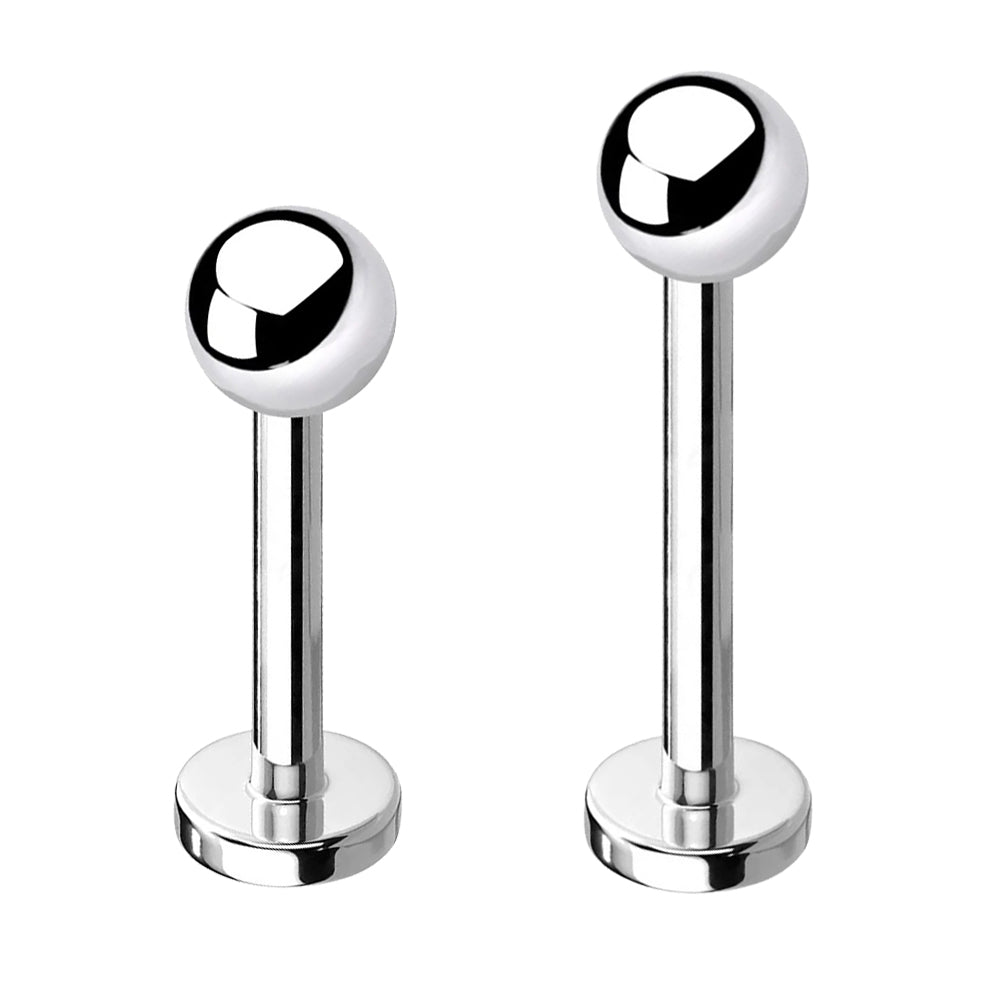 Titanium 16 Gauge Extra Long Flat Back Labret Studs