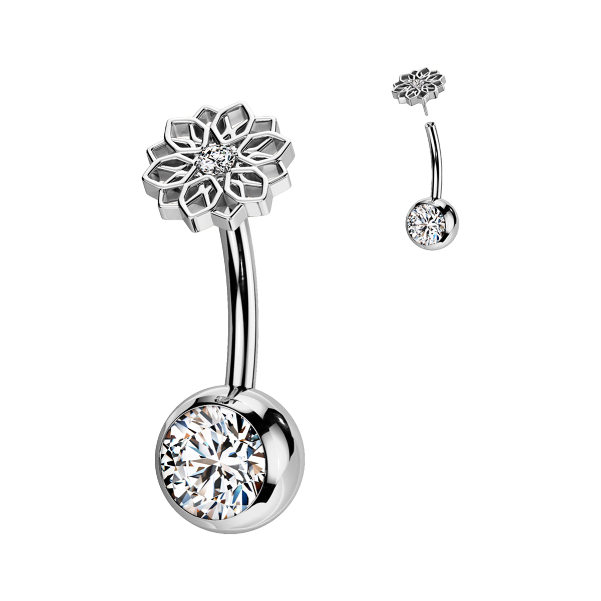 Titanium Belly Ring 14G 10mm with Lotus Flower CZ - photo 5