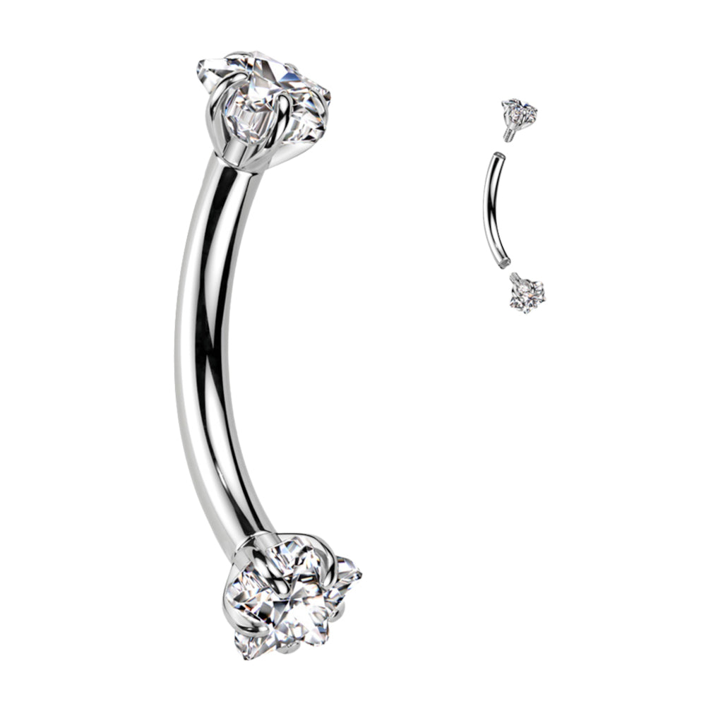 Titanium Curved Eyebrow Barbell 16G 8mm with Star CZ - photo 5