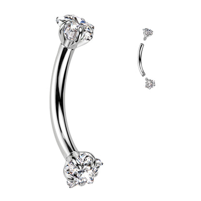 Titanium Curved Eyebrow Barbell 16G 8mm with Star CZ - photo 5