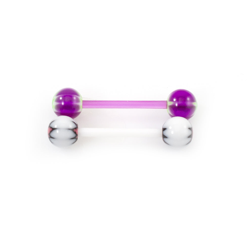 Acrylic 14 Gauge Tongue Barbells with Pot Leaf Design - Pair - photo 5