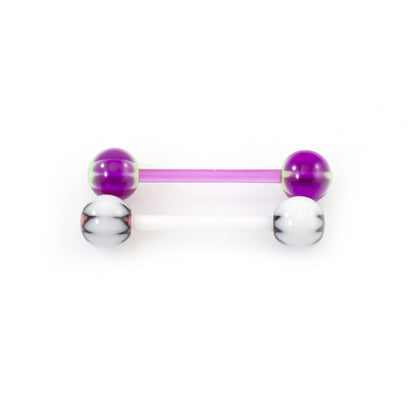 Acrylic 14 Gauge Tongue Barbells with Pot Leaf Design - Pair - photo 5