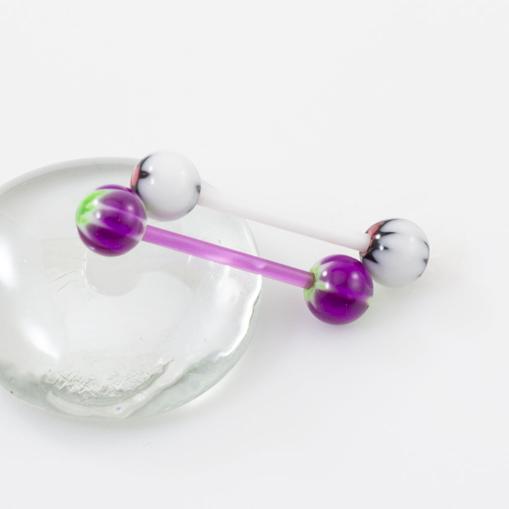 Acrylic 14 Gauge Tongue Barbells with Pot Leaf Design - Pair - photo 4
