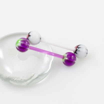 Acrylic 14 Gauge Tongue Barbells with Pot Leaf Design - Pair - photo 4