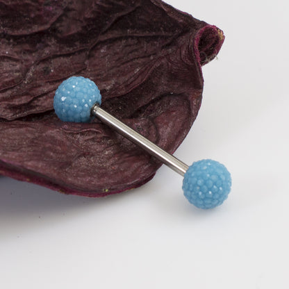 Surgical Steel 14 Gauge Tongue Barbell with Acrylic Textured Balls - photo 11