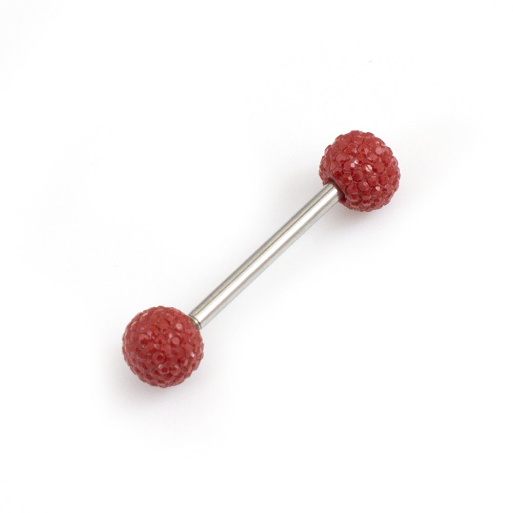 Surgical Steel 14 Gauge Tongue Barbell with Acrylic Textured Balls - photo 12