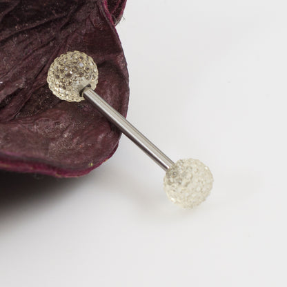 Surgical Steel 14 Gauge Tongue Barbell with Acrylic Textured Balls - photo 14
