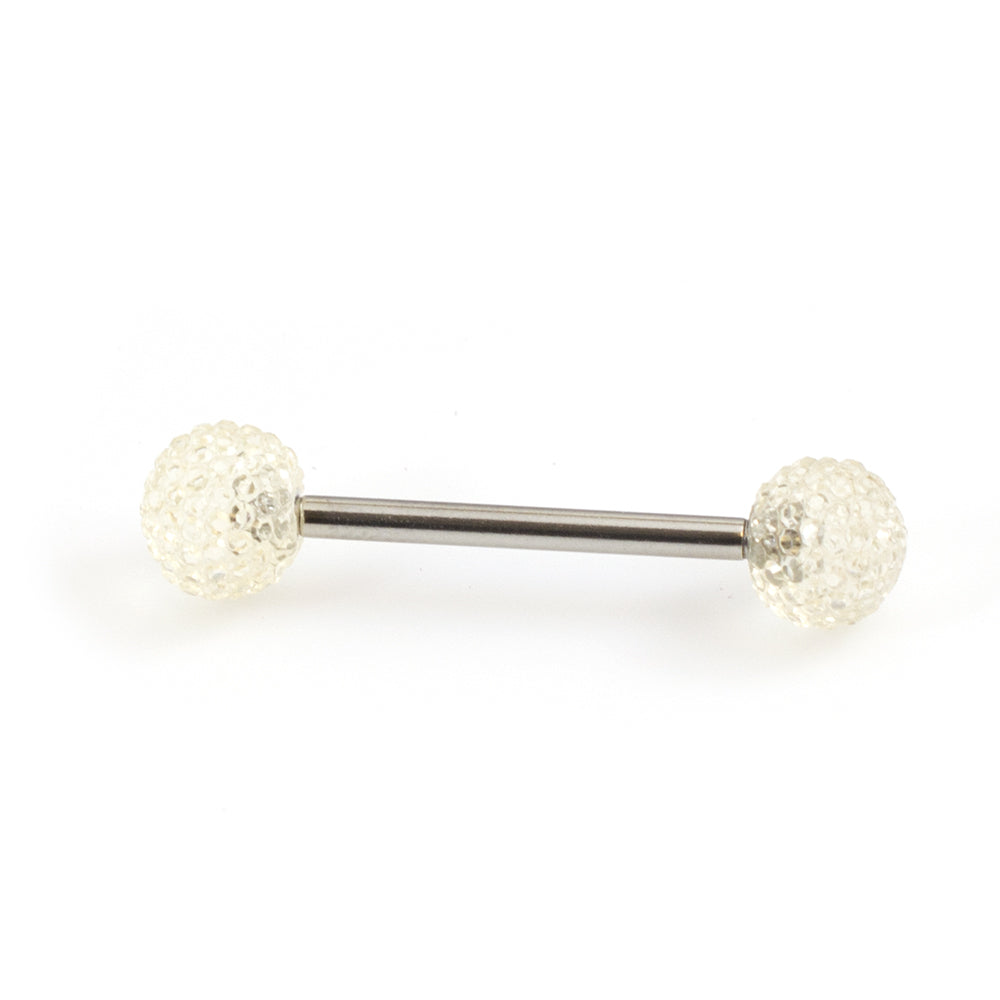 Surgical Steel 14 Gauge Tongue Barbell with Acrylic Textured Balls - photo 15