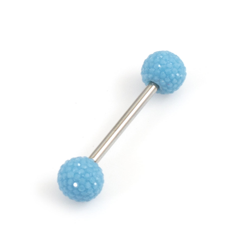 Surgical Steel 14 Gauge Tongue Barbell with Acrylic Textured Balls - photo 2