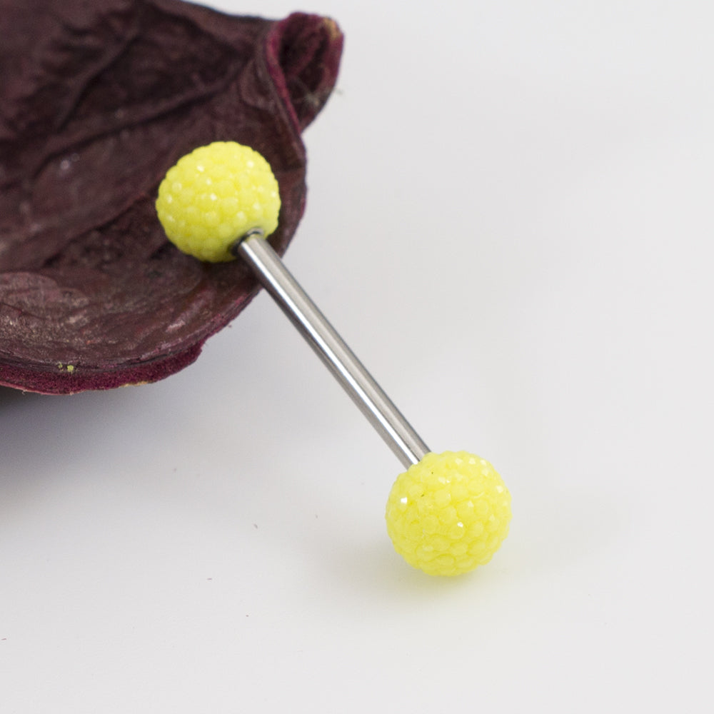 Surgical Steel 14 Gauge Tongue Barbell with Acrylic Textured Balls - photo 4