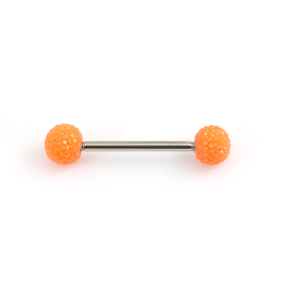Surgical Steel 14 Gauge Tongue Barbell with Acrylic Textured Balls - photo 5