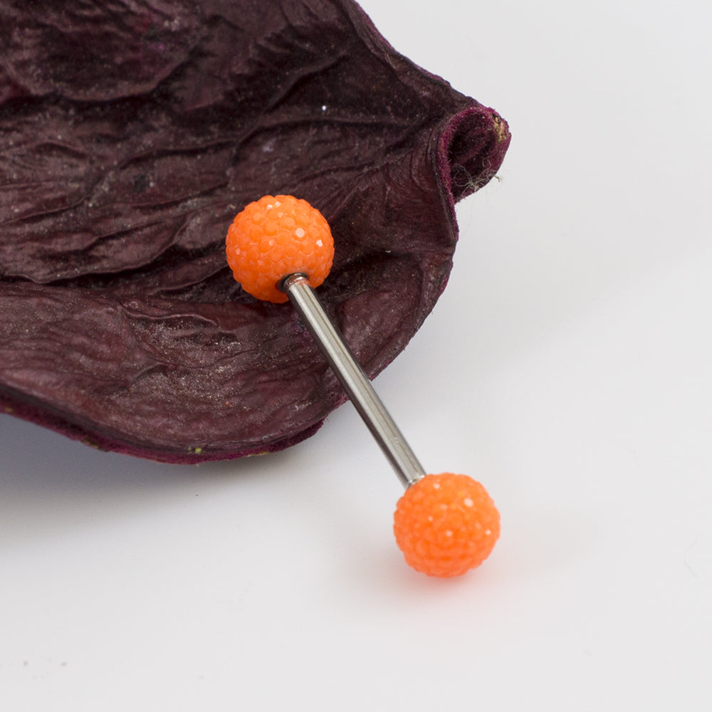 Surgical Steel 14 Gauge Tongue Barbell with Acrylic Textured Balls - photo 7