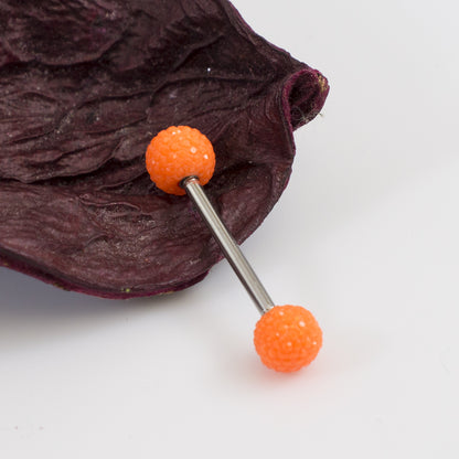 Surgical Steel 14 Gauge Tongue Barbell with Acrylic Textured Balls - photo 7