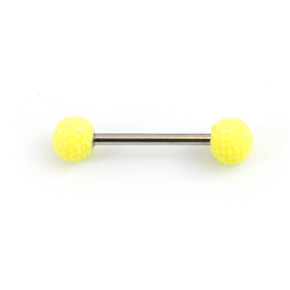 Surgical Steel 14 Gauge Tongue Barbell with Acrylic Textured Balls - photo 8