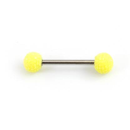 Surgical Steel 14 Gauge Tongue Barbell with Acrylic Textured Balls - photo 8