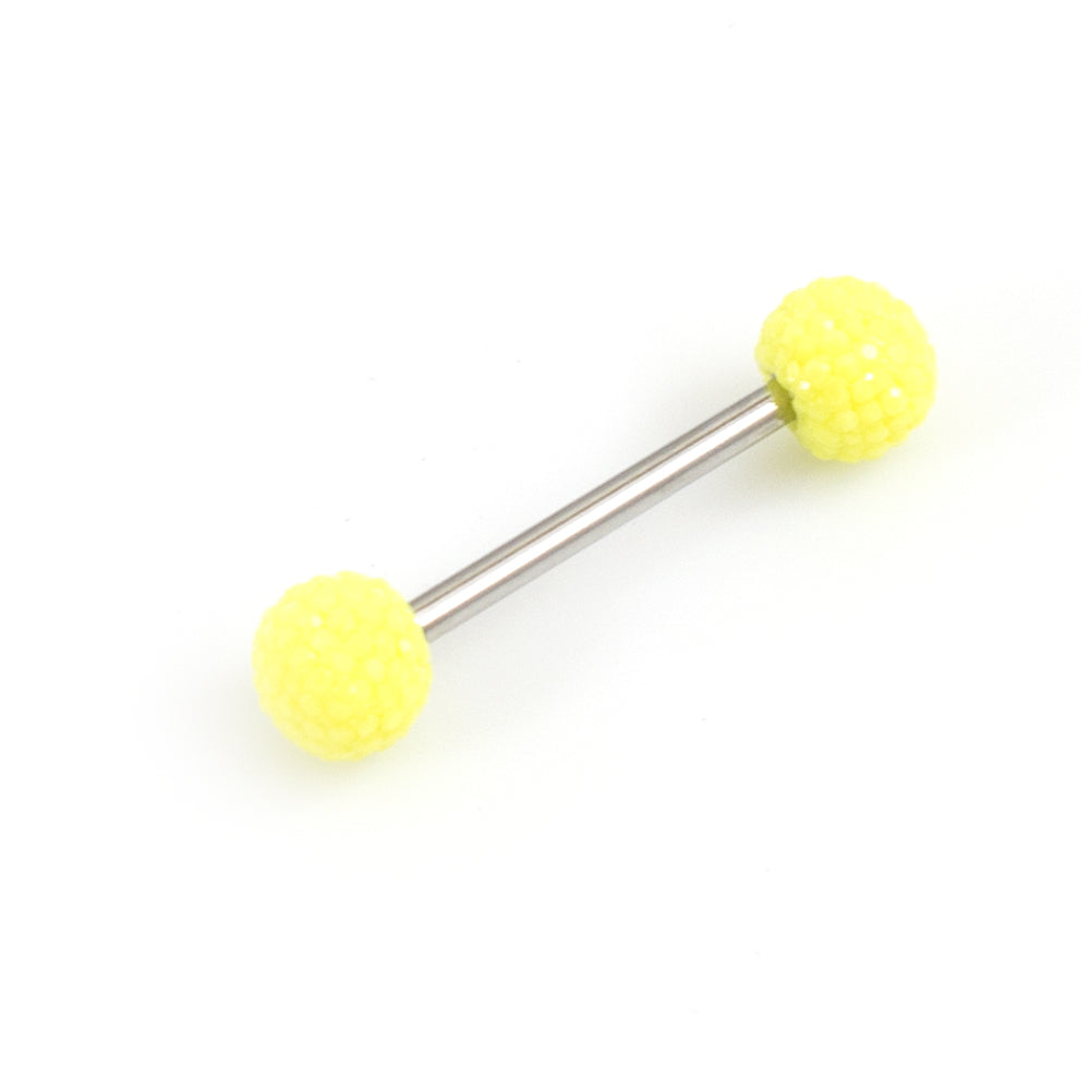 Surgical Steel 14 Gauge Tongue Barbell with Acrylic Textured Balls - photo 9