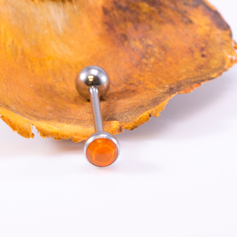Surgical Steel 14 Gauge Tongue Barbell with UV Glow Synthetic Opal - photo 11