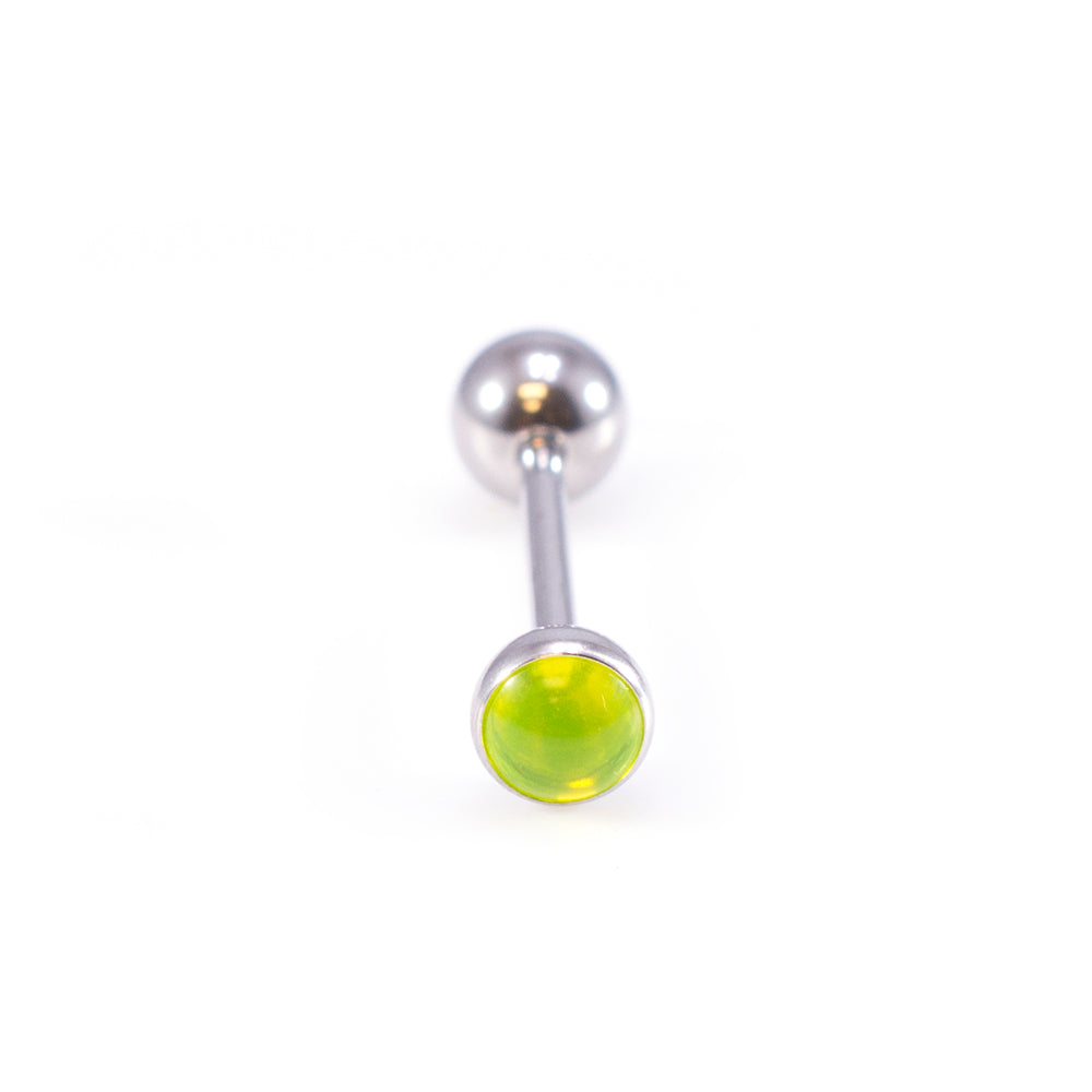Surgical Steel 14 Gauge Tongue Barbell with UV Glow Synthetic Opal - photo 2