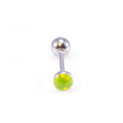 Surgical Steel 14 Gauge Tongue Barbell with UV Glow Synthetic Opal - photo 2