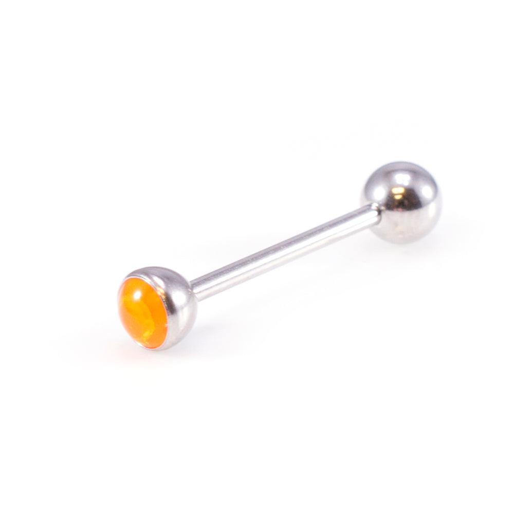 Surgical Steel 14 Gauge Tongue Barbell with UV Glow Synthetic Opal - photo 3