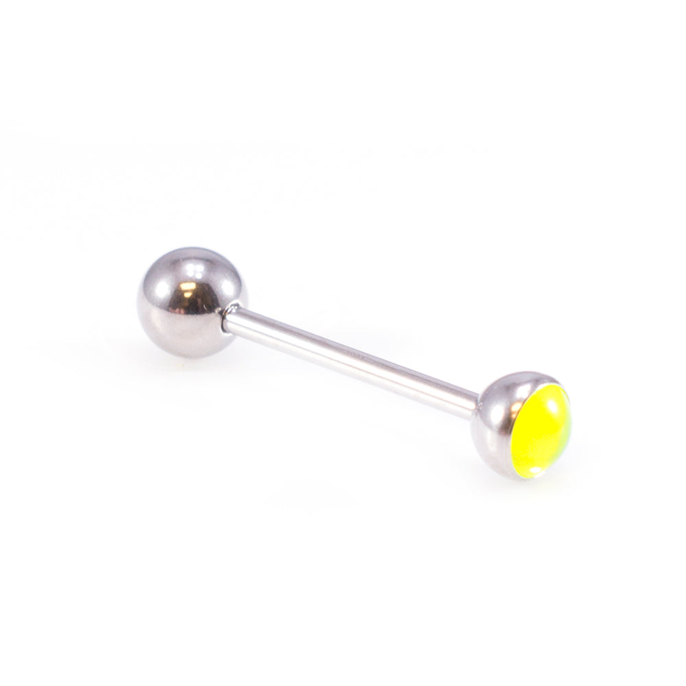 Surgical Steel 14 Gauge Tongue Barbell with UV Glow Synthetic Opal - photo 5