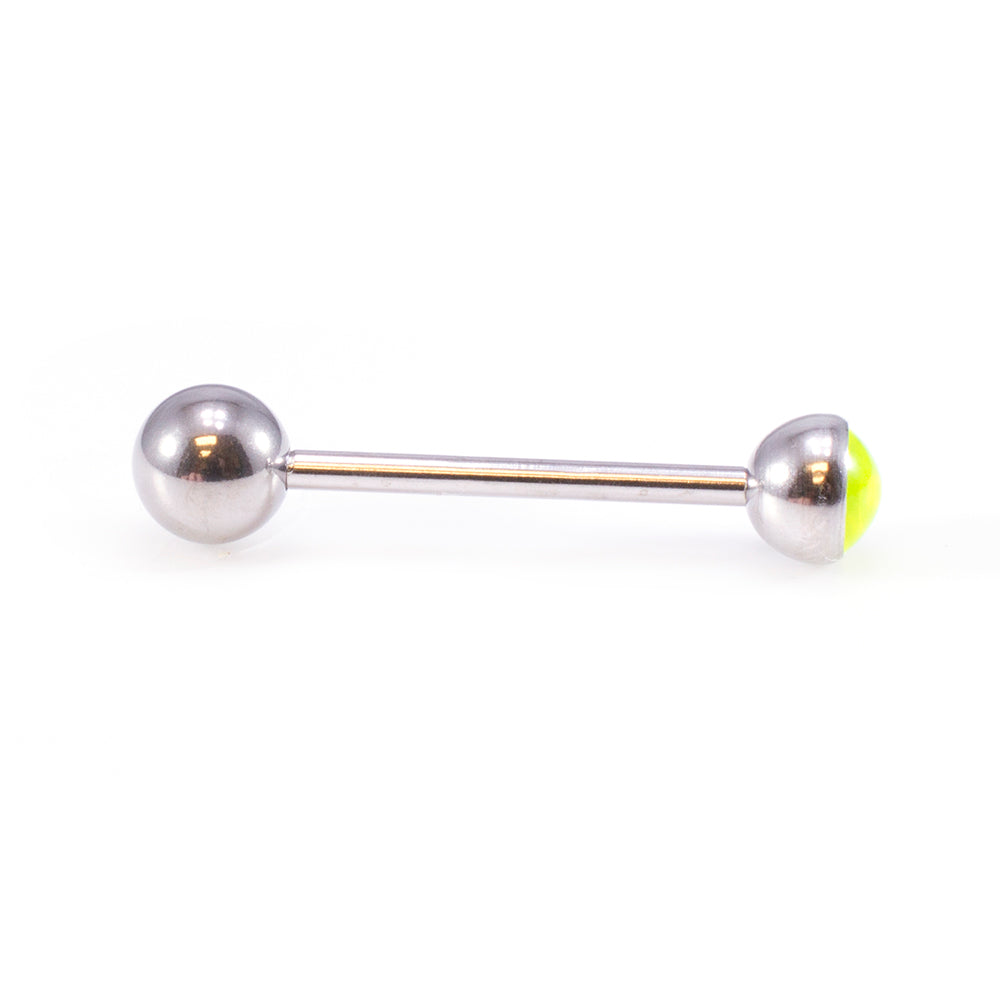 Surgical Steel 14 Gauge Tongue Barbell with UV Glow Synthetic Opal - photo 6