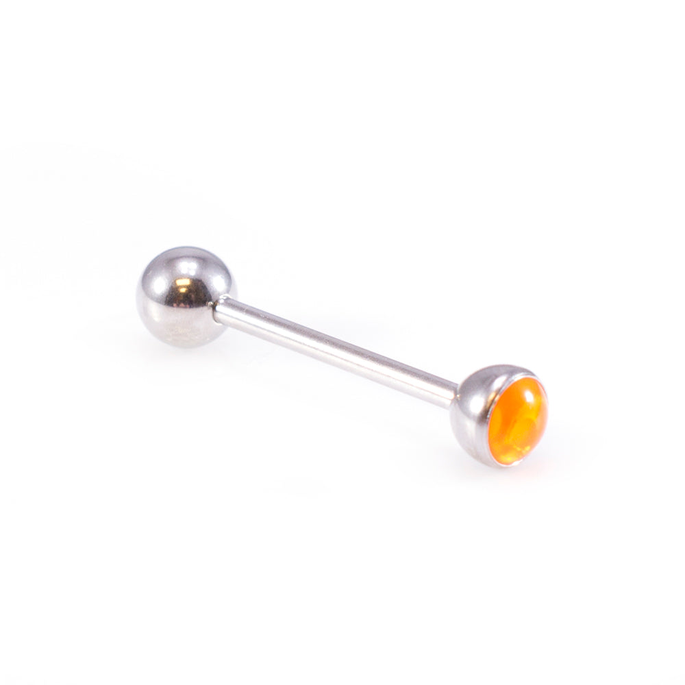 Surgical Steel 14 Gauge Tongue Barbell with UV Glow Synthetic Opal - photo 9