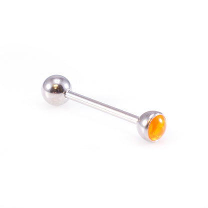 Surgical Steel 14 Gauge Tongue Barbell with UV Glow Synthetic Opal - photo 9