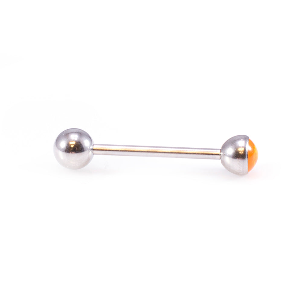 Surgical Steel 14 Gauge Tongue Barbell with UV Glow Synthetic Opal - photo 10